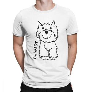 Go West West Highland White Terrier Dog Lovers Tshirt for Men Westie Funny 100 Percent Cotton T Shirt Oversized