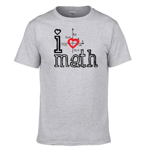 I Love Math Tshirt Men T Shirt Funny Science Mathematics Tshirts Summer Cotton Short Sleeve Black White Loose T-Shirt Tops Tees