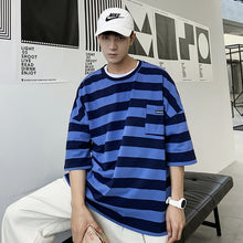 Load image into Gallery viewer, LAPPSTER Harajuku Stripe Tshirt Summer 2020 Mens Korean Style T Shirt Men Oversized Yellow Tshirts Hip Hop Casual Pocket T-shirt
