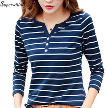Load image into Gallery viewer, Women T-Shirt Cotton Short Long Sleeve Lady T Shirt Striped Summer Spring Autumn Female Blusa White Plus Size Fashion Top Tee T0
