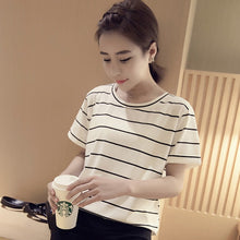 Load image into Gallery viewer, Women's T-shirts for Ladies Girls Student Harajuku Summer New Loose Striped Tops Tees Casual Female Kawaii Clothes Women Tshirt
