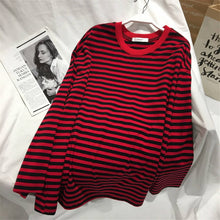 Load image into Gallery viewer, Neploe Stripe T Shirts Women Medium-long Causal TShirt Thin O-neck Top Korean Streetwear Plus Size Women Clothes 2020 Clothes
