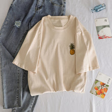 Load image into Gallery viewer, korean kawaii Stripped T Shirt New Fashion Clothes for Women Summer tees Tops embroidery 90's girls Tshirt Harajuku Streetwear
