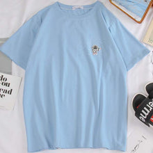 Load image into Gallery viewer, korean kawaii Stripped T Shirt New Fashion Clothes for Women Summer tees Tops embroidery 90's girls Tshirt Harajuku Streetwear
