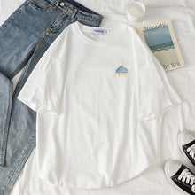 Load image into Gallery viewer, korean kawaii Stripped T Shirt New Fashion Clothes for Women Summer tees Tops embroidery 90's girls Tshirt Harajuku Streetwear
