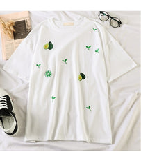 Load image into Gallery viewer, korean kawaii Stripped T Shirt New Fashion Clothes for Women Summer tees Tops embroidery 90's girls Tshirt Harajuku Streetwear
