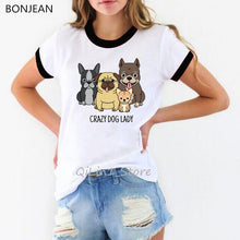 Load image into Gallery viewer, Crazy dog lady tshirt funny t shirts women cute summer top bulldog/ dachshund/ Chihuahua dog lover Christmas gift graphic tees
