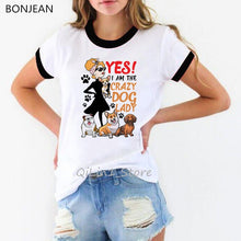Load image into Gallery viewer, Crazy dog lady tshirt funny t shirts women cute summer top bulldog/ dachshund/ Chihuahua dog lover Christmas gift graphic tees
