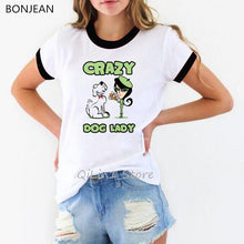 Load image into Gallery viewer, Crazy dog lady tshirt funny t shirts women cute summer top bulldog/ dachshund/ Chihuahua dog lover Christmas gift graphic tees

