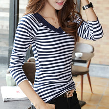 Load image into Gallery viewer, T Shirt Women 2020 Four Seasons New Top Shirts Long sleeve Tshirt Striped Female T-Shirt Women's Tops Tee Shirt Fashion Femme
