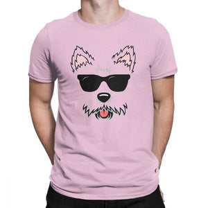 Novelty Cute West Highland White Terrier Dog Face With Sunglasses Westie Lovers Tshirt for Men 100 Percent Cotton T Shirt