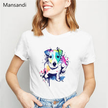 Load image into Gallery viewer, watercolor Jack russell terrier animal printed t shirt women clothes 2019 harajuku shirt Dog Lovers funny tshirt femme t-shirt
