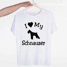 Load image into Gallery viewer, I Love My Dog Schnauzer Heartbeat Animal Lover T-shirt O-Neck Short Sleeves Summer Casual Fashion Unisex Men And Women Tshirt
