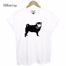 Load image into Gallery viewer, Funny cute Pug dog print cotton t shirt for women dog lover girlfriend Graphic Tees summer casual tops plus size
