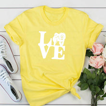 Load image into Gallery viewer, Funny I Love Chow Chow print cotton t shirts for women dog lover girlfriend Graphic Tees summer casual Female Tops drop ship
