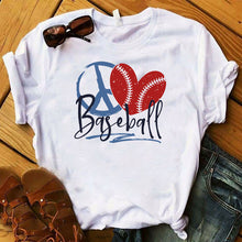Load image into Gallery viewer, Women Football Baseball Love T Womens Graphic Top Tshirt Female Tee Shirt Femme Korean Harajuku Kawaii Ladies Clothes T-shirt
