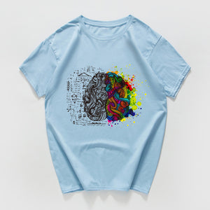 left Brain right brain Sarcastic Graphic novelty T-Shirt men Science Biology streetwear Math Physics Funny Tshirt men clothes