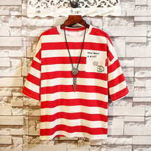 Load image into Gallery viewer, Men's Cotton Fashion T-shirt Mens Summer Striped Tshirts 5XL Casual Funny T Shirt Tees Man Oversized Tee Shirts Male Streetwear
