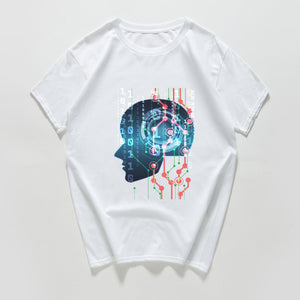 new science and technology Graphic funny tshirt men ai Artificial intelligence brain t shirt streetwear vintage hip hop Hipster