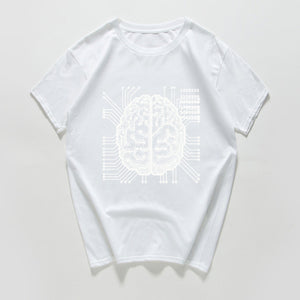 new science and technology Graphic funny tshirt men ai Artificial intelligence brain t shirt streetwear vintage hip hop Hipster