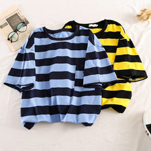 Load image into Gallery viewer, Korean Style striped All Match t shirt summer casual Loose Oversize Basic tshirt harajuku ulzzang Short Sleeve Female T-shirts
