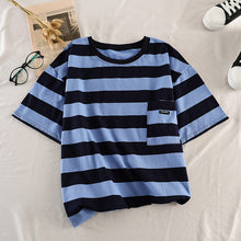Load image into Gallery viewer, Korean Style striped All Match t shirt summer casual Loose Oversize Basic tshirt harajuku ulzzang Short Sleeve Female T-shirts
