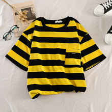 Load image into Gallery viewer, Korean Style striped All Match t shirt summer casual Loose Oversize Basic tshirt harajuku ulzzang Short Sleeve Female T-shirts
