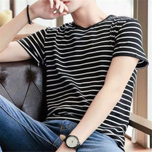 Load image into Gallery viewer, Stripe fashion tshirt casual round neck fashion  short sleeve t shirt men slim fit harajuku t-shirt Men Clothing WGTX161 R
