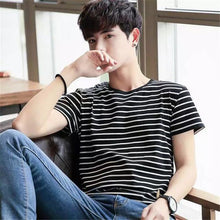 Load image into Gallery viewer, Stripe fashion tshirt casual round neck fashion  short sleeve t shirt men slim fit harajuku t-shirt Men Clothing WGTX161 R
