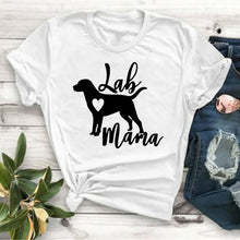 Load image into Gallery viewer, Lab Mama Labrador Retriever T-Shirt Letters Printed Women O-Neck Casual Cotton Funny T-Shirt Cute Pet Lover TShirt Dog Mama Tee
