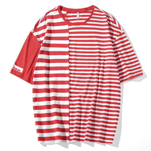 SingleRoad Man's Striped T-shirt Men 2020 Oversized Patchwork Cotton Punk Hip Hop Japanese Streetwear Tshirt Male T Shirt Men