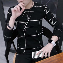 Load image into Gallery viewer, T Shirt Men Autumn Winter Men Long Sleeve T-shirt Stripe Shirt New Tshirt T Shirts O-Neck Casual Pink White Black
