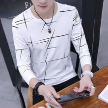Load image into Gallery viewer, T Shirt Men Autumn Winter Men Long Sleeve T-shirt Stripe Shirt New Tshirt T Shirts O-Neck Casual Pink White Black
