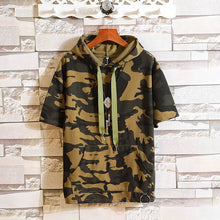 Load image into Gallery viewer, Summer 2020 Short Sleeves Camouflage Green RED Hoodie Sweatshirt Mens Hip Hop Punk Pullover Streetwear Casual Fashion Clothes
