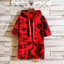 Load image into Gallery viewer, Summer 2020 Short Sleeves Camouflage Green RED Hoodie Sweatshirt Mens Hip Hop Punk Pullover Streetwear Casual Fashion Clothes
