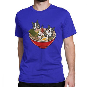 Border Collie Japanese Ramen Kawaii Tshirt for Men Dogs Lover Pet Collies Dog Cotton T Shirt Oversized