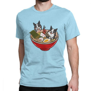 Border Collie Japanese Ramen Kawaii Tshirt for Men Dogs Lover Pet Collies Dog Cotton T Shirt Oversized