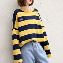 Load image into Gallery viewer, Autumn Women Striped T-shirt Long Sleeve Female Loose Korean Style Tops Basic Casual Bottoming TShirts
