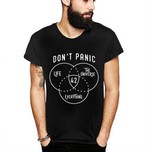 Load image into Gallery viewer, New Design Don't Panic T-shirt Science Fiction 42 Hitchhikers Guide To The Galaxy Stylish T Shirt
