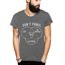 Load image into Gallery viewer, New Design Don't Panic T-shirt Science Fiction 42 Hitchhikers Guide To The Galaxy Stylish T Shirt
