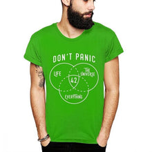 Load image into Gallery viewer, New Design Don&#39;t Panic T-shirt Science Fiction 42 Hitchhikers Guide To The Galaxy Stylish T Shirt
