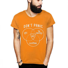 Load image into Gallery viewer, New Design Don't Panic T-shirt Science Fiction 42 Hitchhikers Guide To The Galaxy Stylish T Shirt
