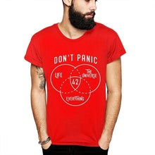 Load image into Gallery viewer, New Design Don't Panic T-shirt Science Fiction 42 Hitchhikers Guide To The Galaxy Stylish T Shirt
