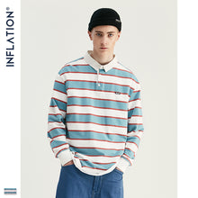 Load image into Gallery viewer, INFLATION 2020 Men Striped Long Sleeve Tshirt Men Street Wear T-shirt O-neck Casual Loose Style T-shirt Autumn Top Tees 91502W
