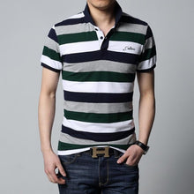 Load image into Gallery viewer, 2020 New Arrival T-shirt Men Stripe Lapel Shirt Slim Fit Men Men's Casual T-shirt Plus Size Men Tshirt Size M-5XL Ctoon Tees 5XL
