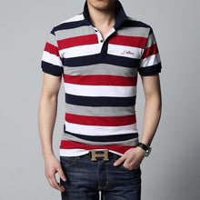 Load image into Gallery viewer, 2020 New Arrival T-shirt Men Stripe Lapel Shirt Slim Fit Men Men's Casual T-shirt Plus Size Men Tshirt Size M-5XL Ctoon Tees 5XL
