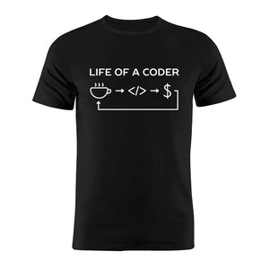 Men's T Shirt 100% Cotton Coder Evolution Developer Programmer Computer Science Software Engineer Geek Funny Gift Tee
