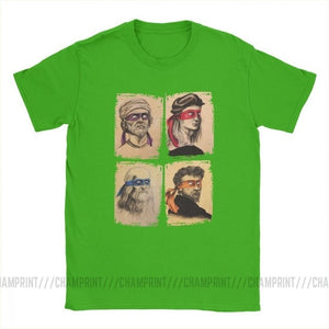 Science Turtles T-Shirt Men Mutant Ninja Short Sleeve Humor Tee Shirt Round Neck 100% Cotton Funny Tops Printed Graphic T Shirt