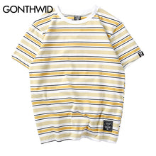 Load image into Gallery viewer, GONTHWID Harajuku Stripe T Shirts Men/Women Hip Hop Casual Cotton Short Sleeve Tops Tees Summer Fashion Tshirts Black Red Pink
