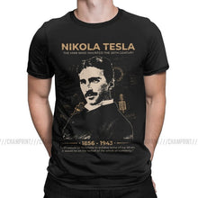 Load image into Gallery viewer, Nikola Tesla Men T Shirts Scientists Subject Inventor Physics Science Tees Short Sleeve T-Shirts 100% Cotton Party Tops
